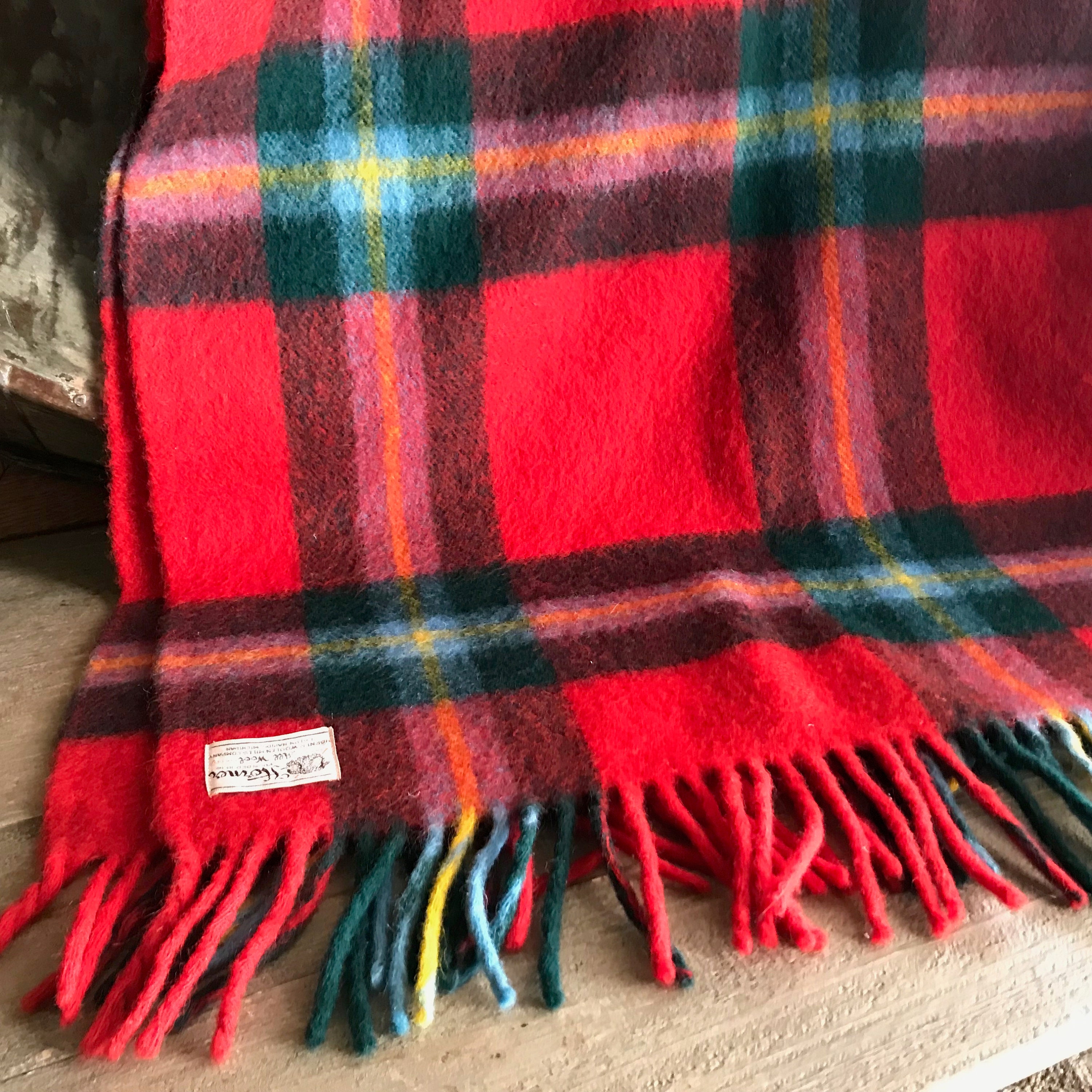 Red Wool Tartan Blanket, Horner Woolen Mills, Plaid Stadium