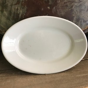 1 French White Serving Platter, Porcelain, Ironstone, Oval Serving Dish, 11 inch, Made in France, French Farmhouse Cuisine image 2