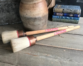 1 French Copper Paint Brush, Larger Size, Industrial Decor, Round Brush, Wood Handle, Natural Bristle, Art Supply, Sold by Each