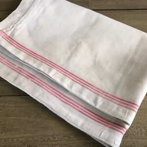 French Linen Sack, Red Stripe Ticking Laundry Cinch Bag, French Fabric Textiles image 10