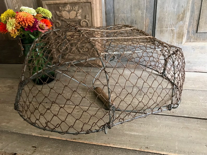 French Wire Harvest Basket, Garden Trug, Carrier, Oysters, Rustic French Farmhouse, Homesteading image 9