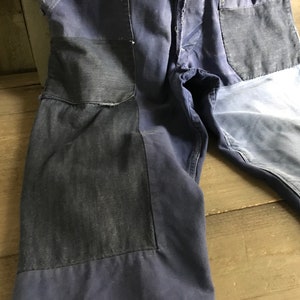 French Jeans Overall Work Wear, Bib Overalls, Blue Jeans, Peasant Work Wear, Distressed Denim, Homesteader, Gardening Wear image 2