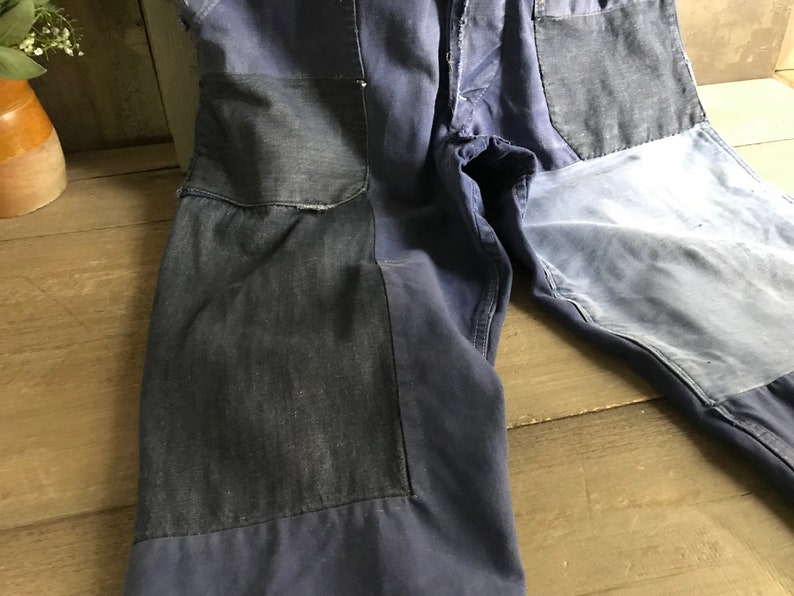 French Jeans Overall Work Wear, Bib Overalls, Blue Jeans, Peasant Work Wear, Distressed Denim, Homesteader, Gardening Wear image 2