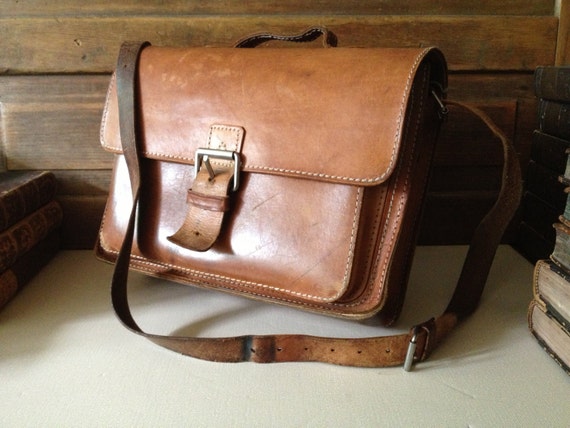 Brown Leather Satchel Bag Crossbody Briefcase By … - image 1
