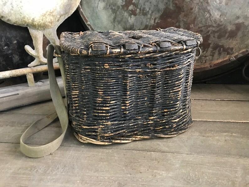 Rustic French Willow Basket Fly Fishing Creel Basket Large Etsy