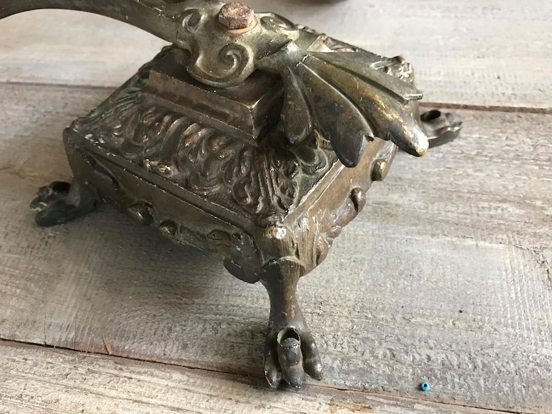 Antique French Candle Sconce, Bronze Candelabra, Wall Mounted, Garden Candle Holder image 5