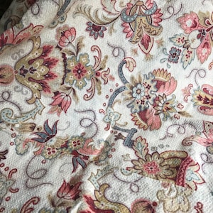 French Floral Indienne Cotton Fabric Remnant, French Textile, Period Projects