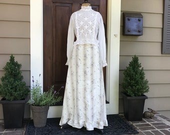 Edwardian Batiste Lace Blouse, French, Wasp Waist, High Neck Victorian, Period Clothing