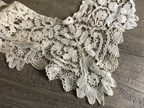 Antique Lace Collar, Hand Worked, Tape Lace, Tea … - image 1