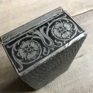 French Inlay Pewter Box, Artistic, Religious, Travel Jewelry Trinket Pill Stamp image 9