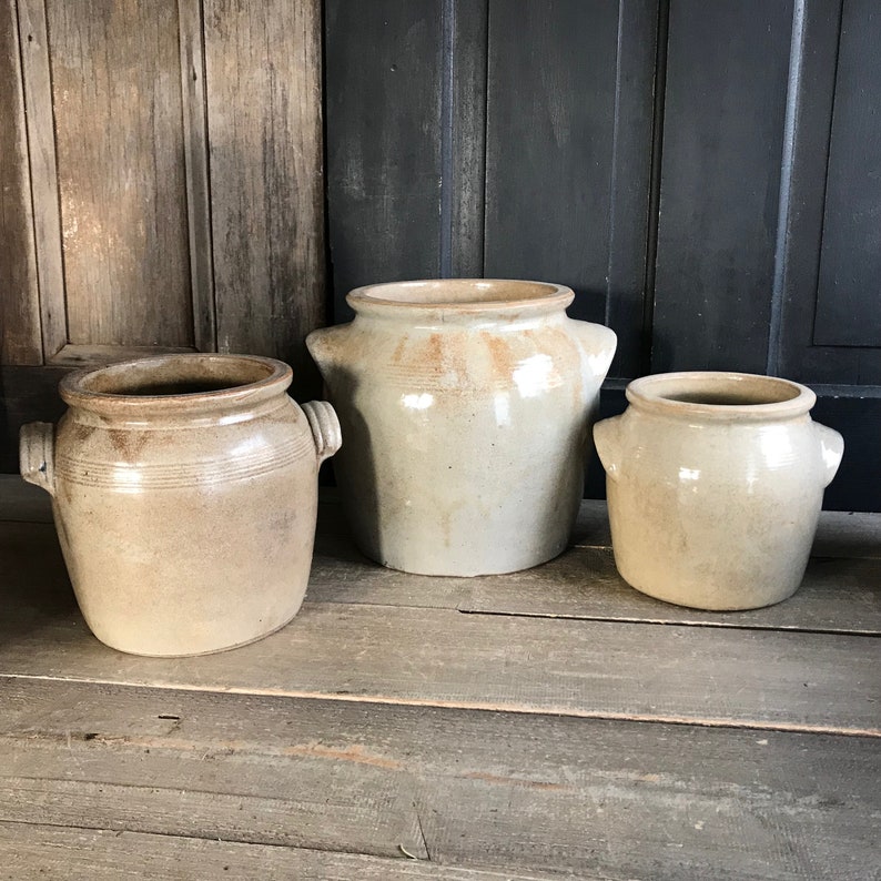 French Gris Confit Jar, Gray Stoneware Crock Pot, Artist, Flower Vase, Farm Table, French Farmhouse Cuisine image 4