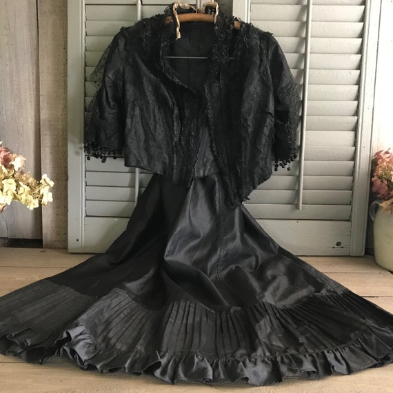 Antique 1800s Black Dress, Costume, Restoration, … - image 4