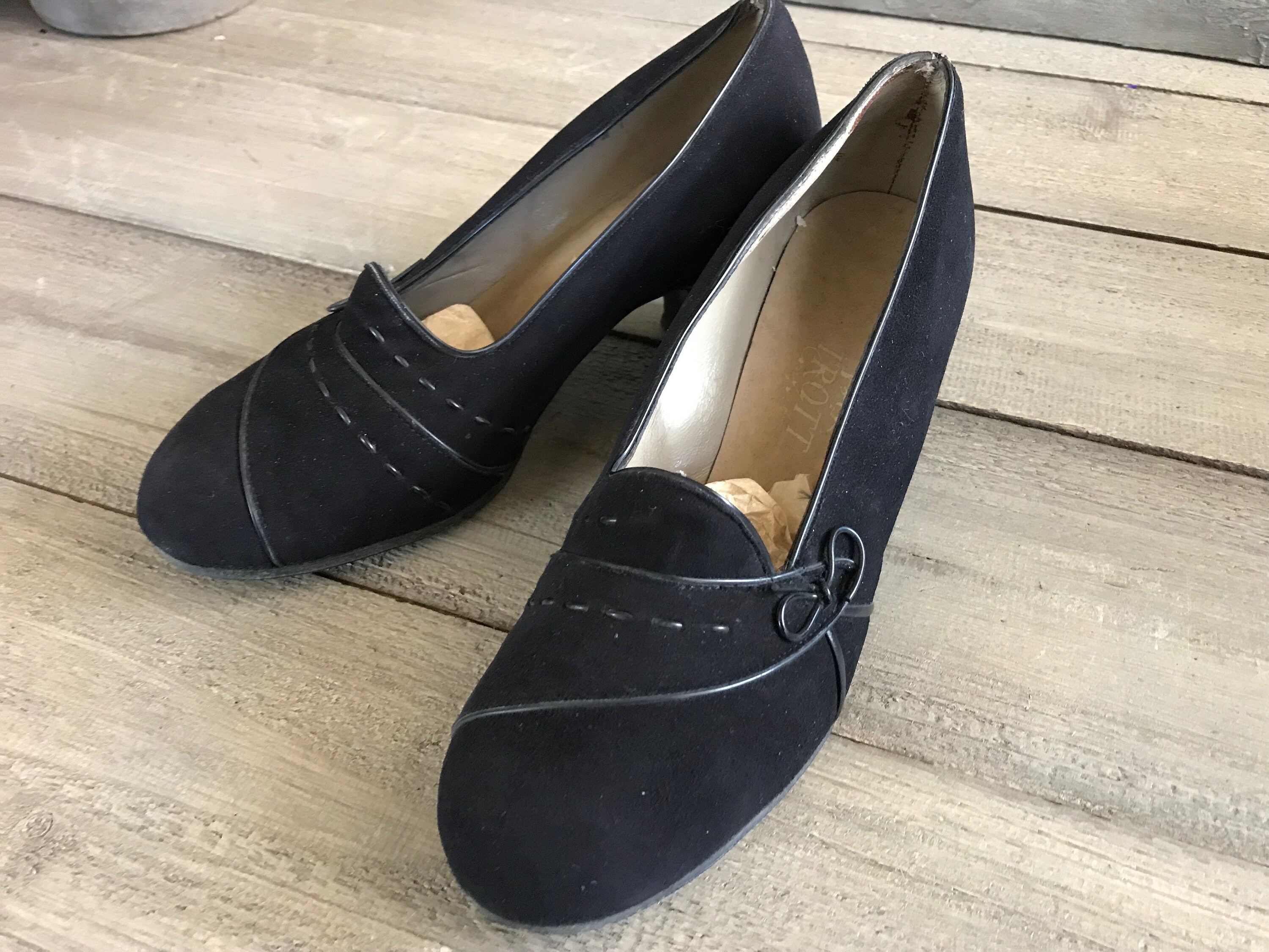1940s French Black Suede Shoes High Heeled Dress Shoe Pumps Etsy