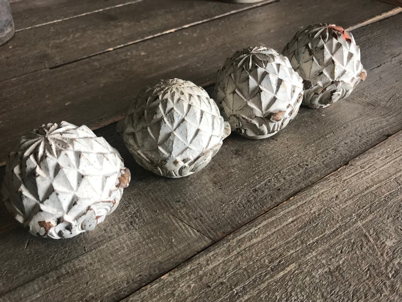French Carved Wood Finials White Gilt Paint Finish Set of 4 Etsy