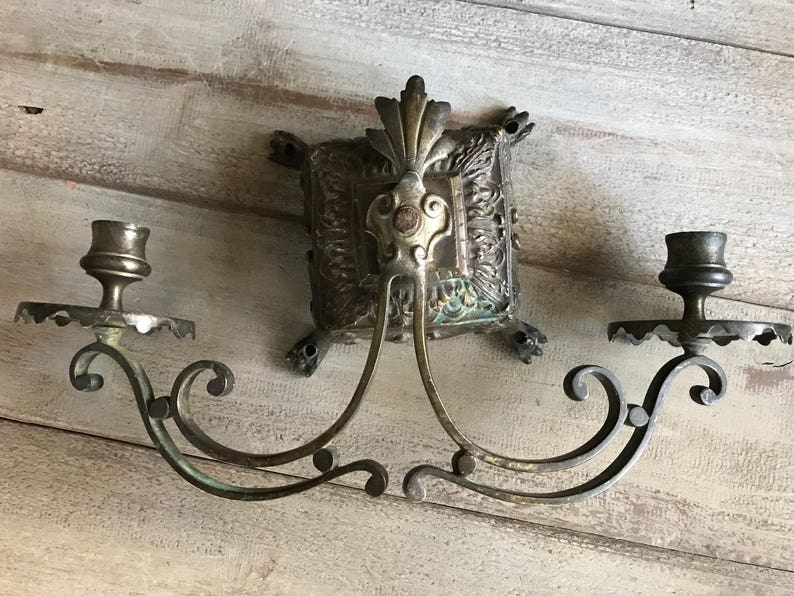 Antique French Candle Sconce Bronze Candelabra Wall Mounted Etsy