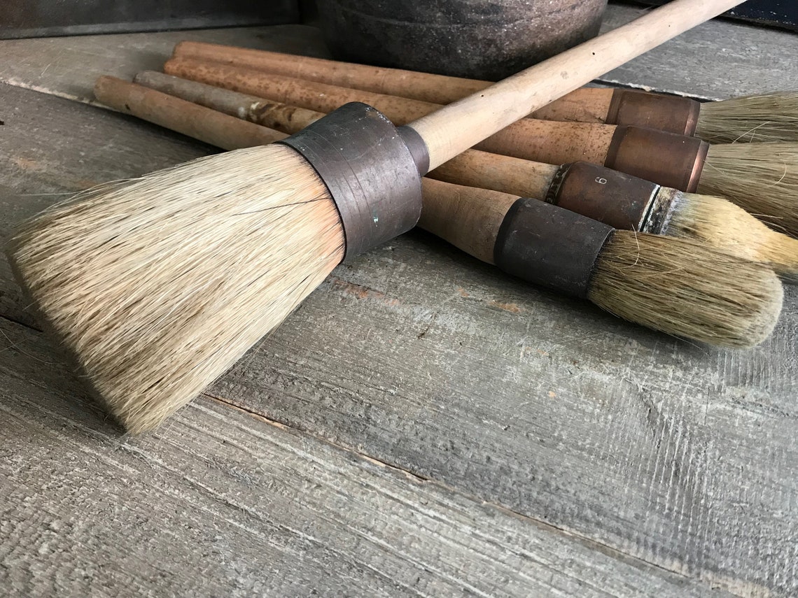 1 French Copper Paint Brush Industrial Decor Round Brush Etsy