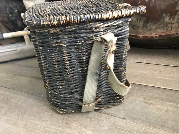 Rustic French Willow Basket, Fly Fishing Creel Basket, Large Size