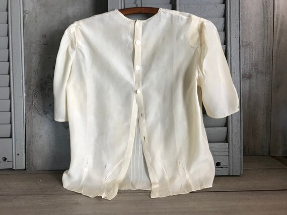 1930s Silk Blouse, Pure Silk, Handmade, Oyster Cr… - image 7