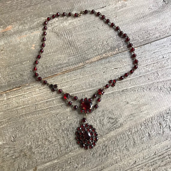 Antique Garnet Necklace, Victorian Bohemian, Deep… - image 6
