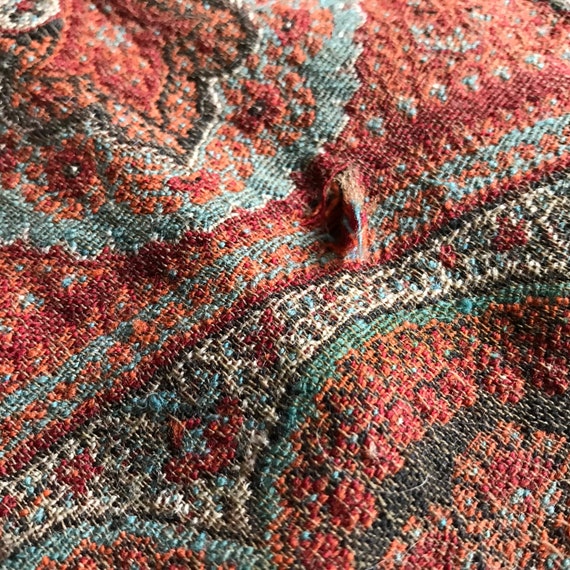 Paisley Wool Scarf Shawl, 19th Century, Blanket S… - image 8