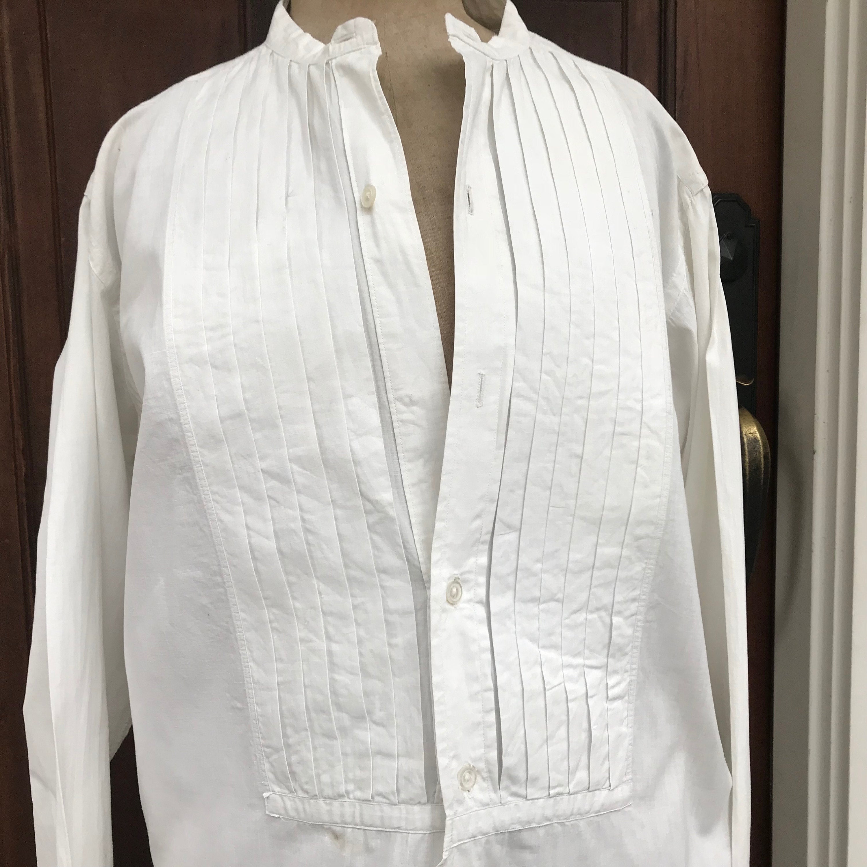 edwardian dress shirt Edwardian Mens Shirt, Wilson Bros, Formal White Dress Shirt, Original  Label, Edwardian Formal Wear, Period Clothing