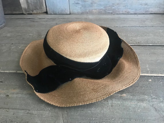 Antique French Straw Hat, Edwardian, Panama Straw… - image 6