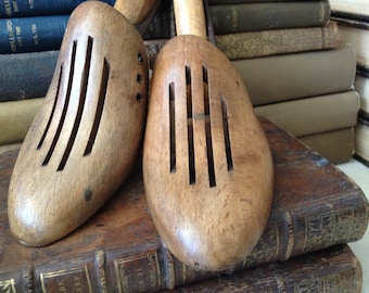 French Wooden Shoe Trees, Shoe Forms, Shoe Stretchers, Rustic Home Decor from France
