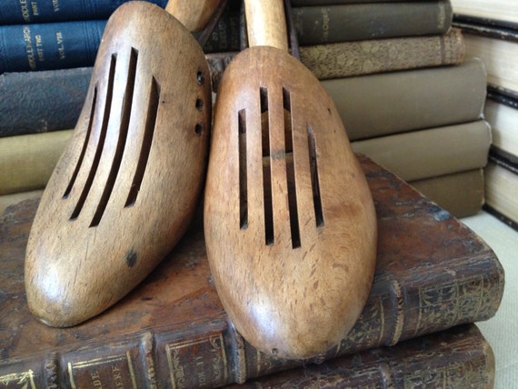 French Wooden Shoe Trees, Shoe Forms, Shoe Stretchers, Rustic Home Decor from France