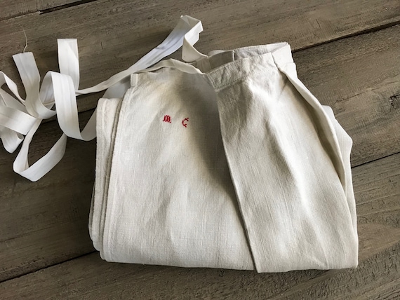 French Linen Apron, Bakers, Chef, Chore Apron, Monogrammed