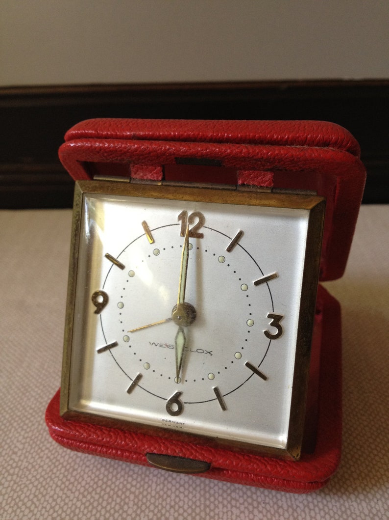 Mid Century German Travel Alarm Clock by Westclox In Red Etsy