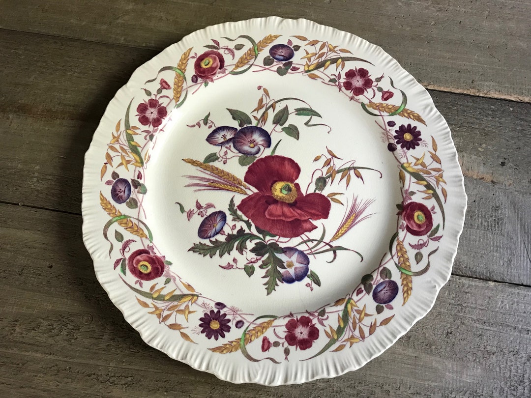 English Wedgwood Floral Plate, Etruria Cornflower, Piecrust Edge