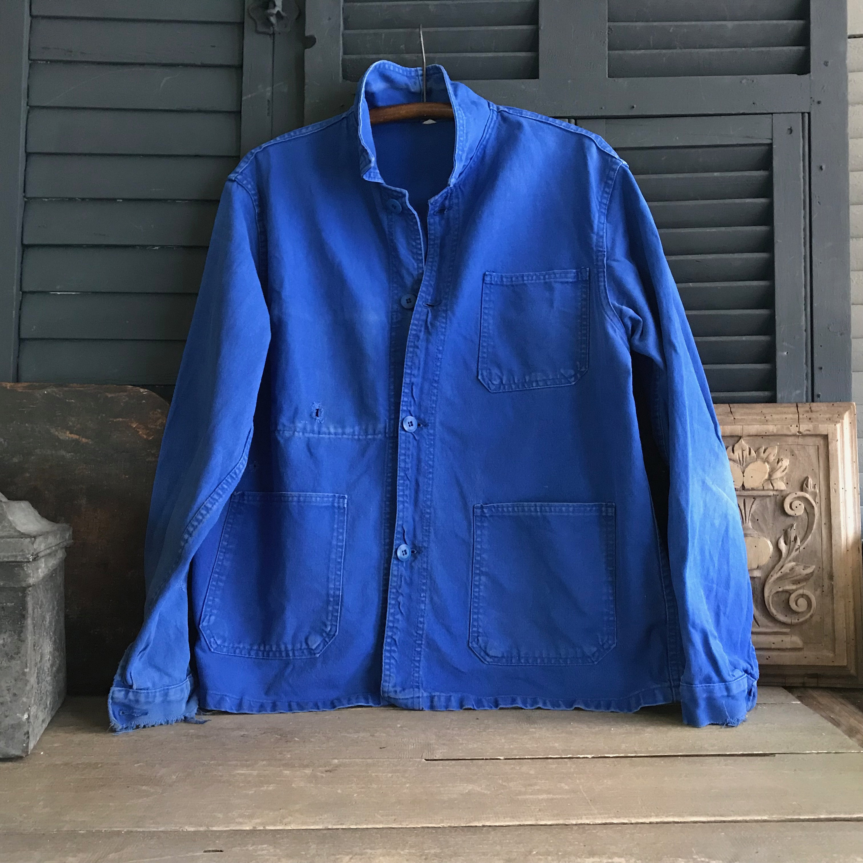 Vintage French Bleu de Travail Repaired Moleskin Chore Jacket | Trouve Fine  Art