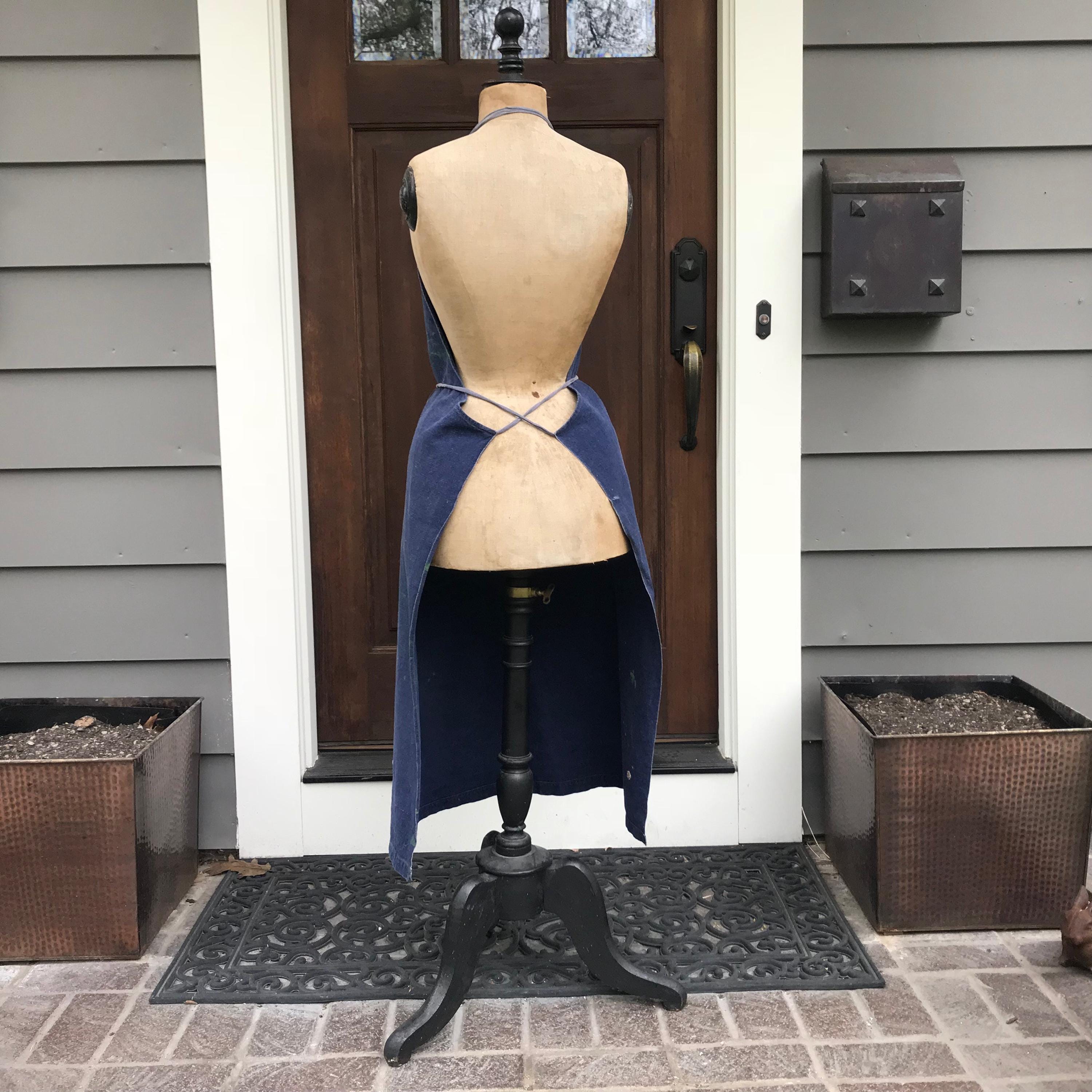 French Indigo Artist Apron, Smock, Cook, Chore Work Wear, Pocket