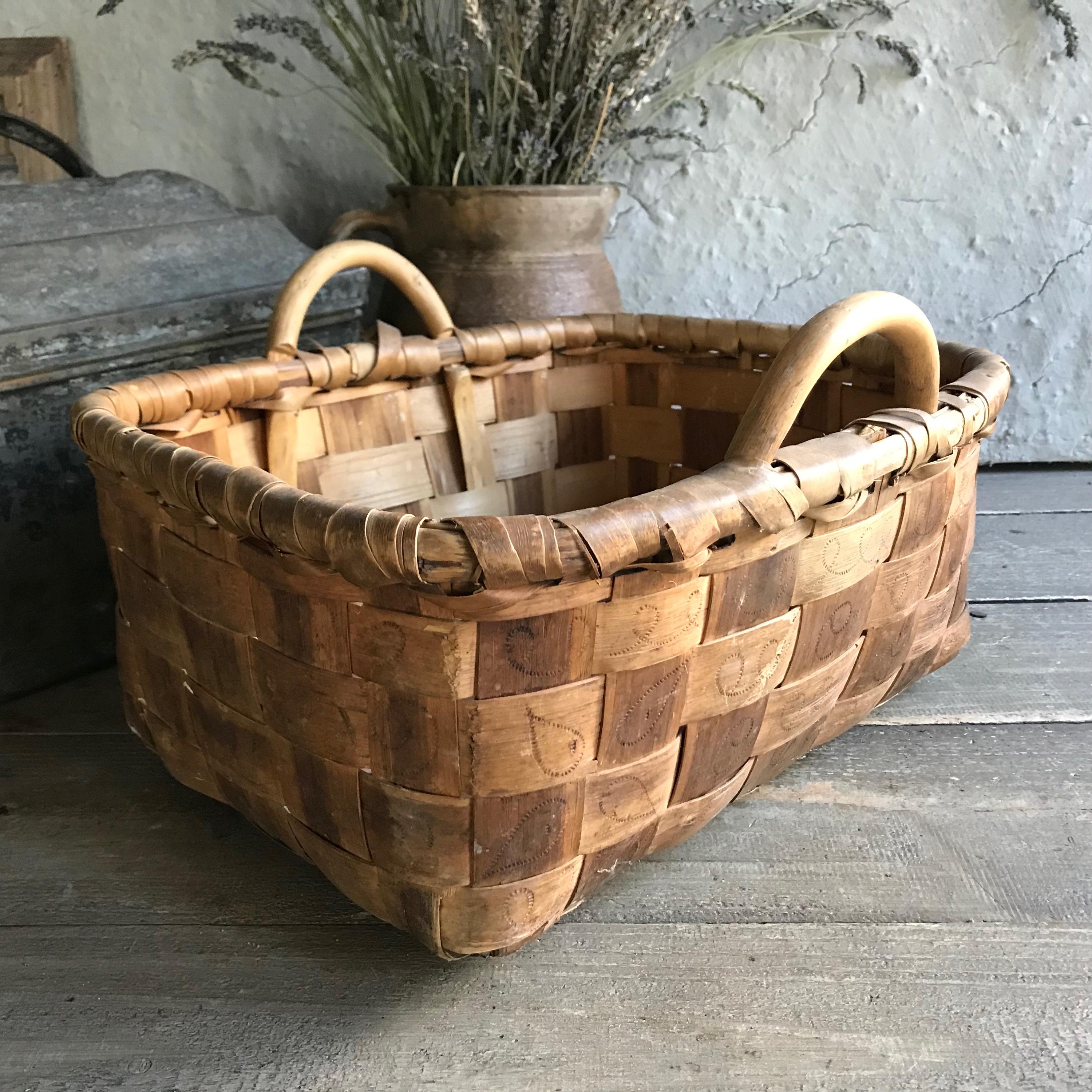 Antique Wicker Basket Two Handles - Etsy