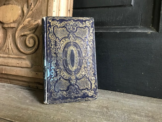 1846年フランスの古書、金箔押し、金箔押し、装飾ディスプレイ - Etsy 日本