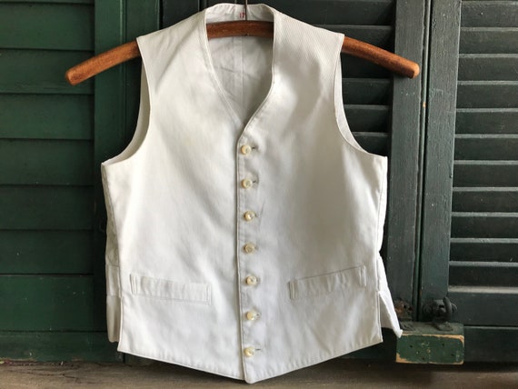 French Childs Cotton Waistcoat. Textured Weave, E… - image 1
