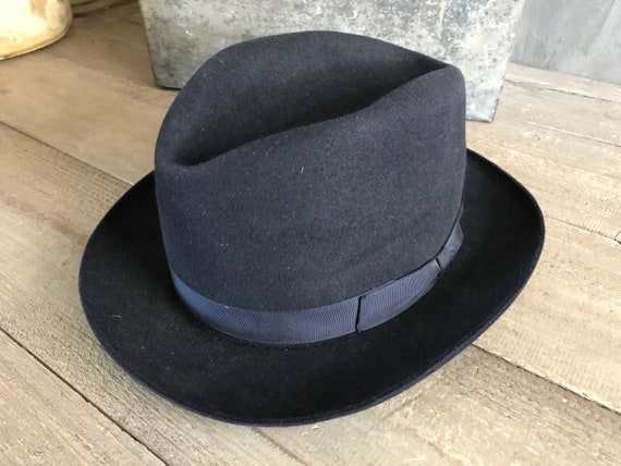 Paris 1910s Black Fedora Hat, Homburg, Gentlemans… - image 10
