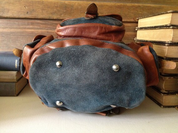Rustic Leather Backpack Rucksack, Brown and Charc… - image 4