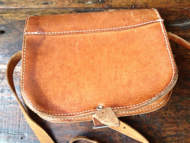 Vintage Cinnamon Brown Leather Crossbody Saddle Bag Etsy