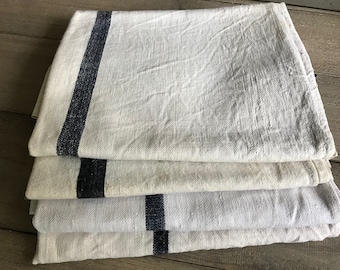 1 Stripe Linen Hemp Torchon, Table Runner, French Grain Sack, Linen, Hemp, Monogrammed, Farmhouse Table