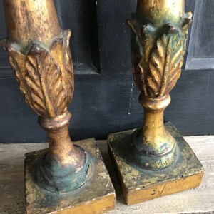 19th C French Gilded Candlesticks, Carved Wood, Antique, Architectural, Classic, Pair zdjęcie 3