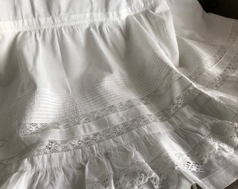 French Fine Lace Petticoat, Wedding, Bridal, Antique Edwardian Victorian Era Period Clothing