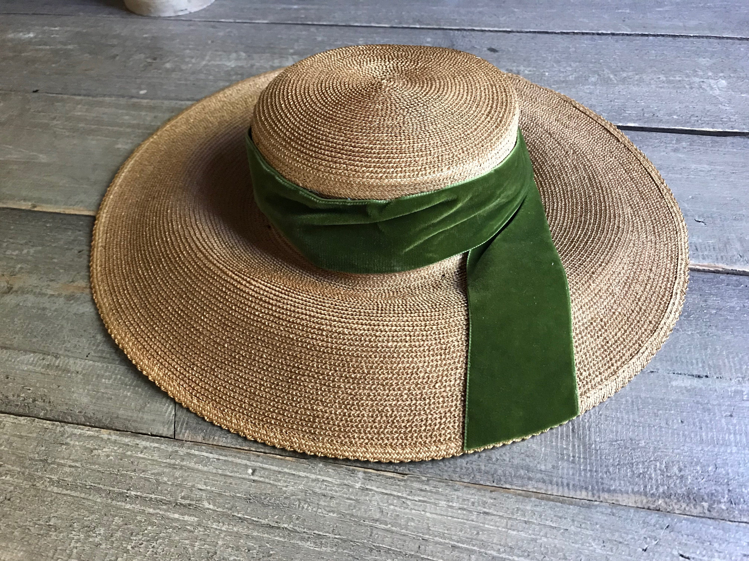 Antique French Straw Hat, Edwardian, Panama Straw Bonnet  display picture 1