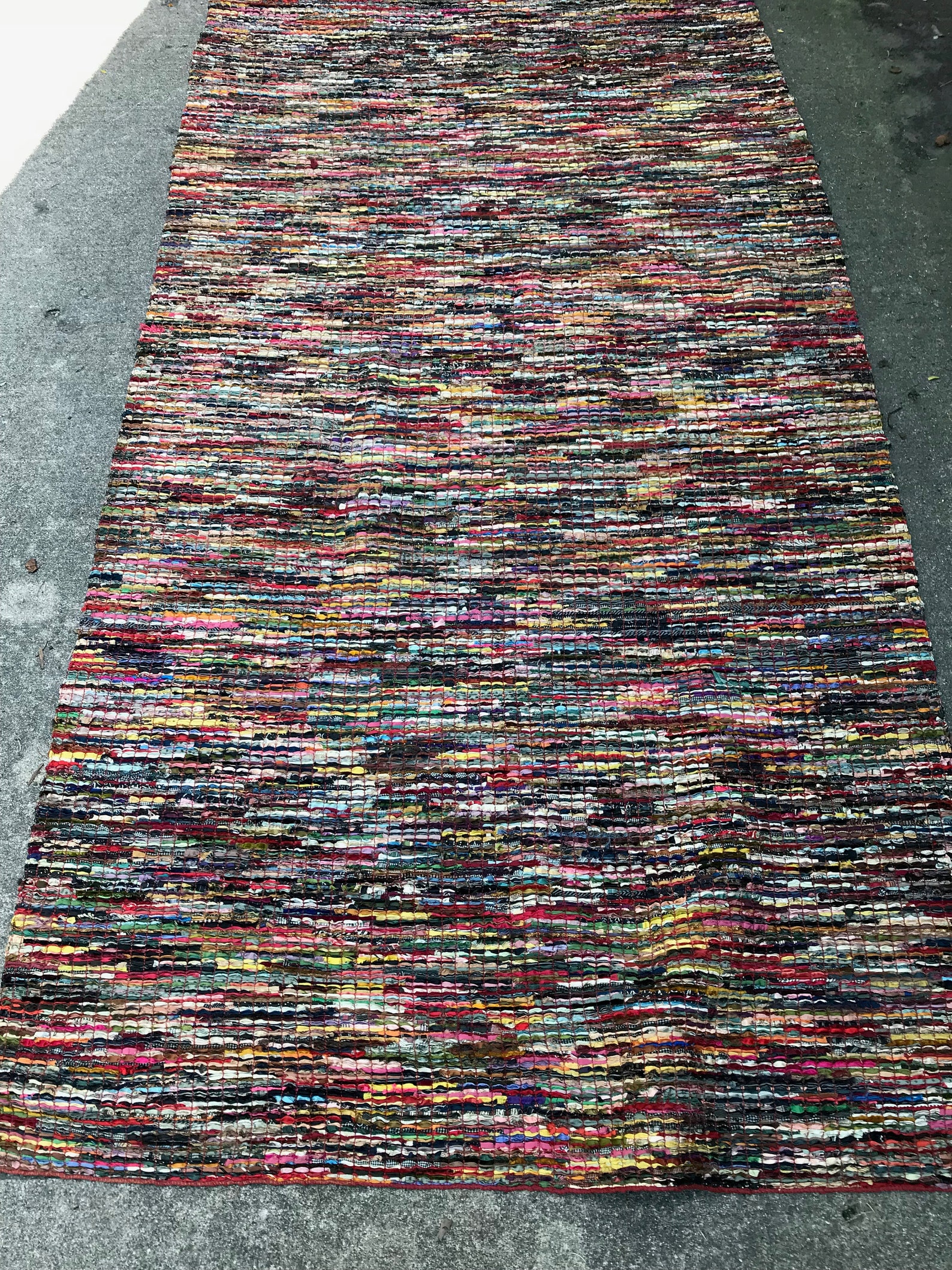 Folk Art Rag Rug Hand Hooked Area Rug 106 X 49 Wall Etsy