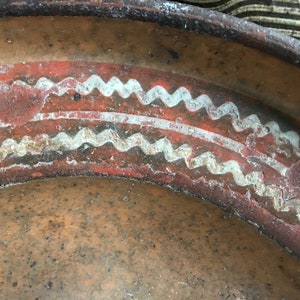 19th C French Redware Bowl, Slip Glaze, Terra Cotta, Earthenware Pottery, Provencal Cookware, French Farmhouse image 10