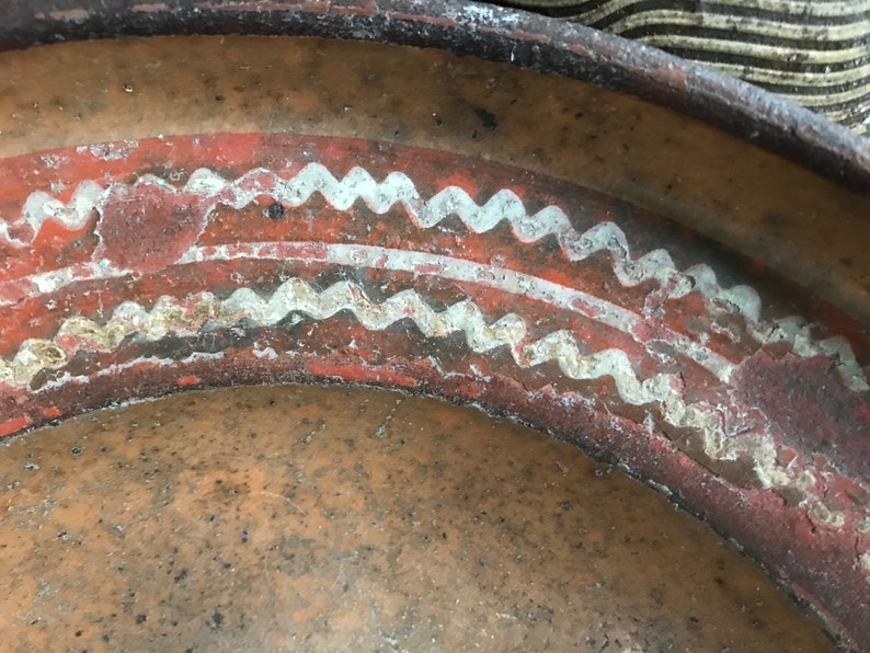 19th C French Redware Bowl, Slip Glaze, Terra Cotta, Earthenware Pottery, Provencal Cookware, French Farmhouse image 10