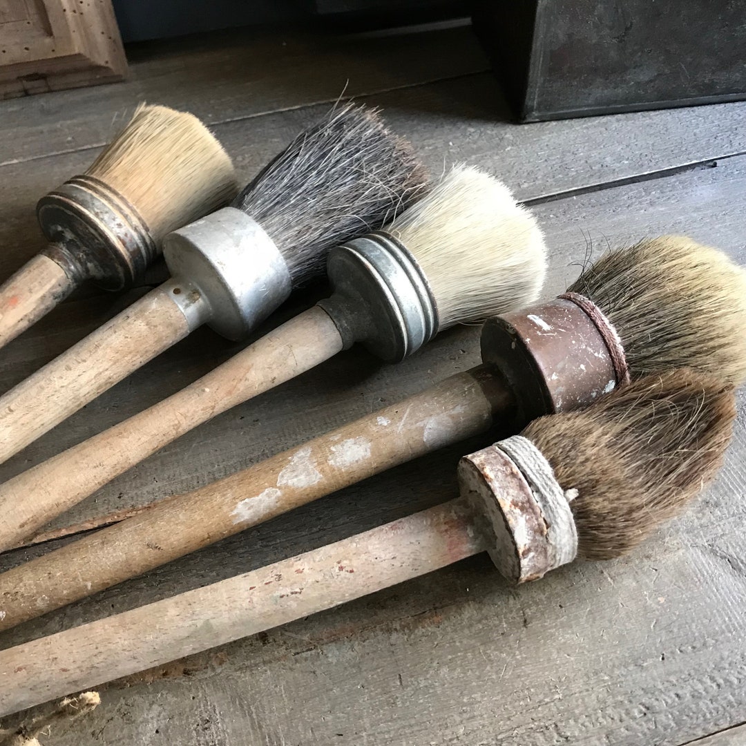 1 French Wood Paint Brush Industrial Decor Round Brush Wood Etsy