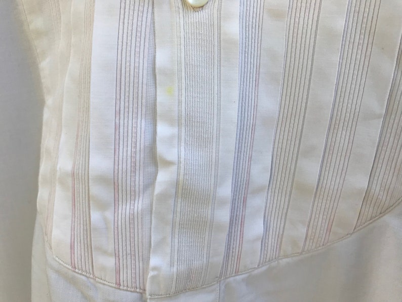 French Mens Gents Dress Shirt, White Cotton, Monogram, Original Lyon Shirtmaker Label, Edwardian, Period Clothing image 9