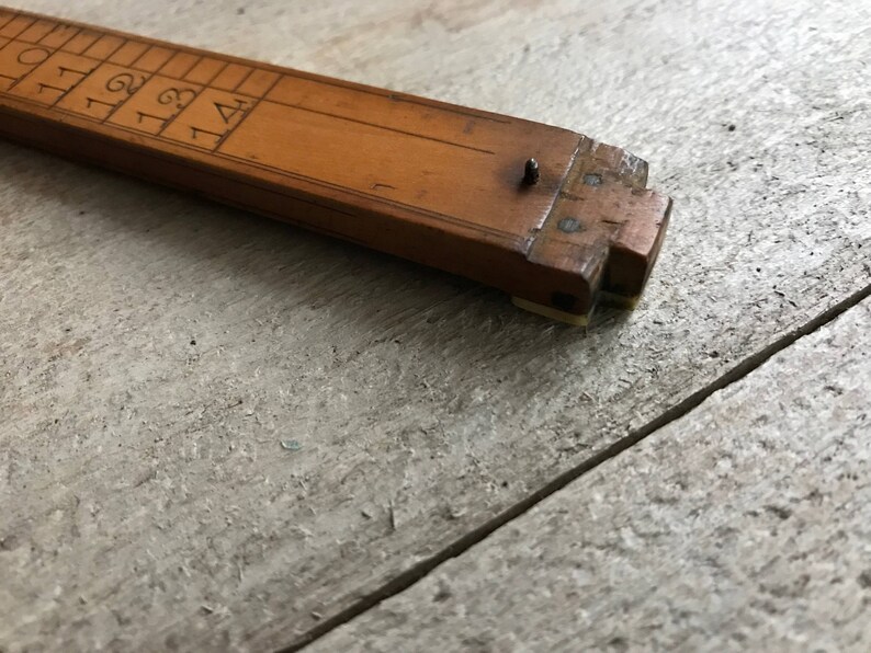 Old Foot Ruler Antique FB Cox Boxwood Brass Ruler, Shoe Size Ruler, Antique Folding ...