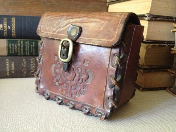 Tooled Leather Hip Bag, Festival Belt Bag, Leather